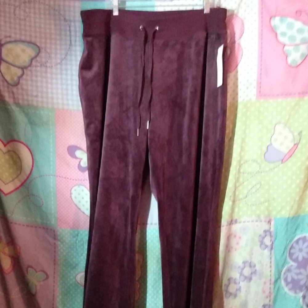 NWT Calvin Klein Size 2X Womens Purple Velour Pants